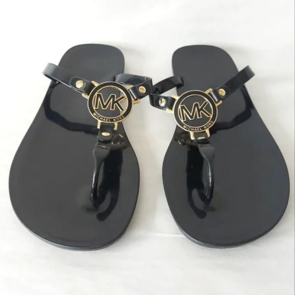 Michael Kors Women Jelly Sandals Black Lightweight Comfort Beach Chic Flip-Flop